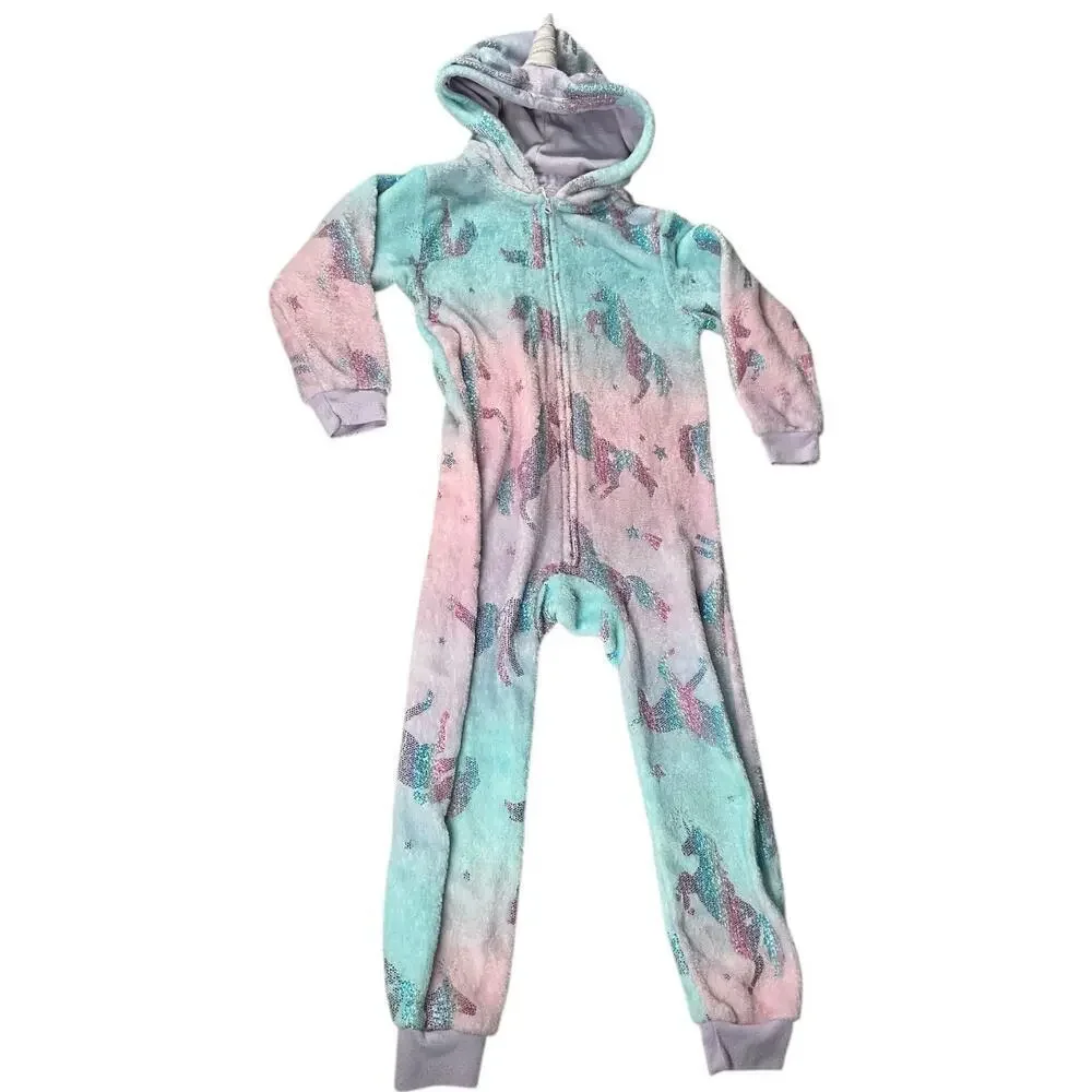 The Children's Place Warm Comfy Full Zip Unicorn One-Piece Small 5/6 Unicorn